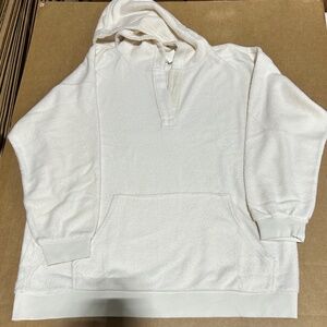 NWT Aerie Cream V Neck Fleece Pullover White Hoodie - M
